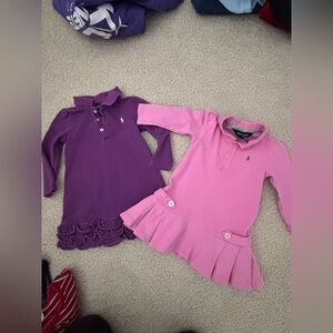 Lot of 2 girls Ralph Lauren dresses pink and purple size 18 months.